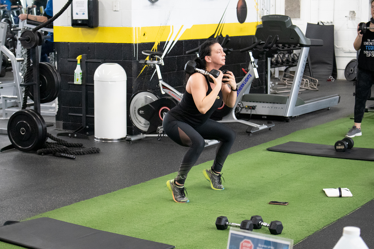 Group fitness class at TrainerGames gym in Shelburne